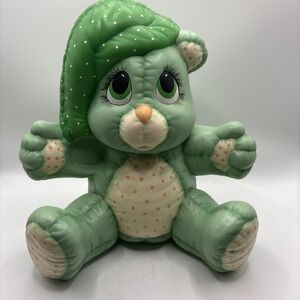 Vtg Dona Mold Ceramic Hand Painted Quilted Teddy Bear Bernhardt Bedtime 1988‎